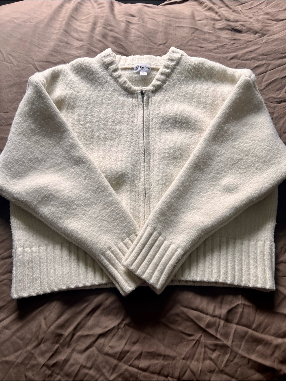 Brynne Bomber Sweater Cardigan in Whisper White